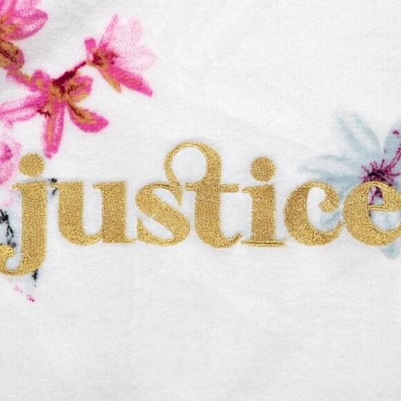 Justice "Nap Queen" Floral Sherpa Backed Throw Blanket, 50" x 60", Pink - Picture 6 of 6